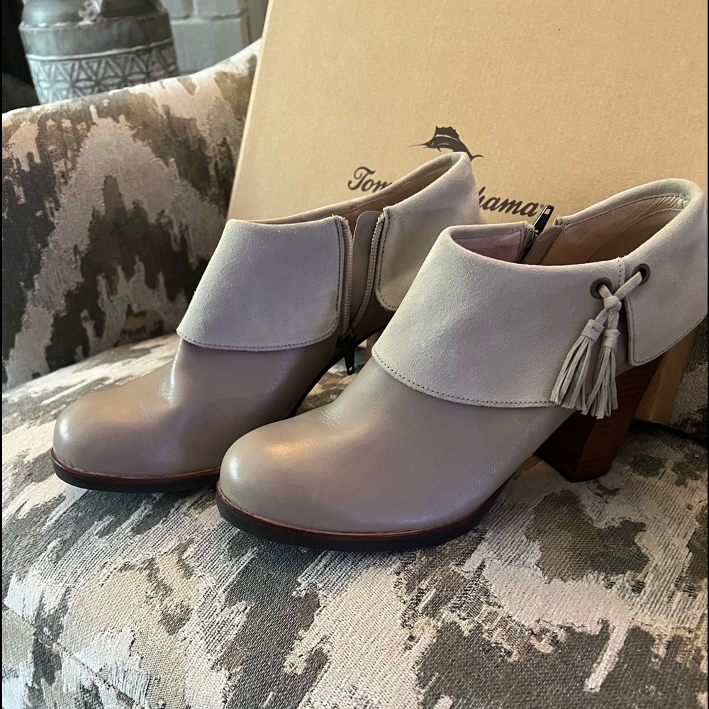 Tommy Bahama suede and smooth leather zip booties-NEW